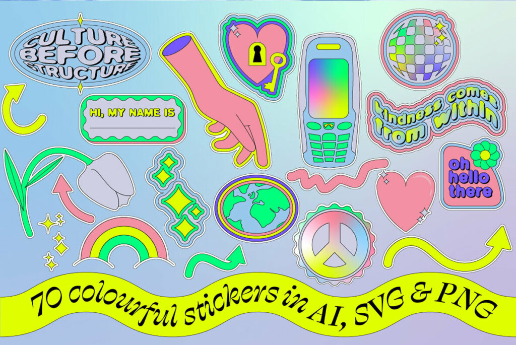 Stickerland 2000s Vector Set – Stock Art World