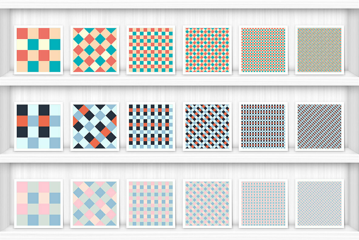 30 French Checkered Patterns – Stock Art World