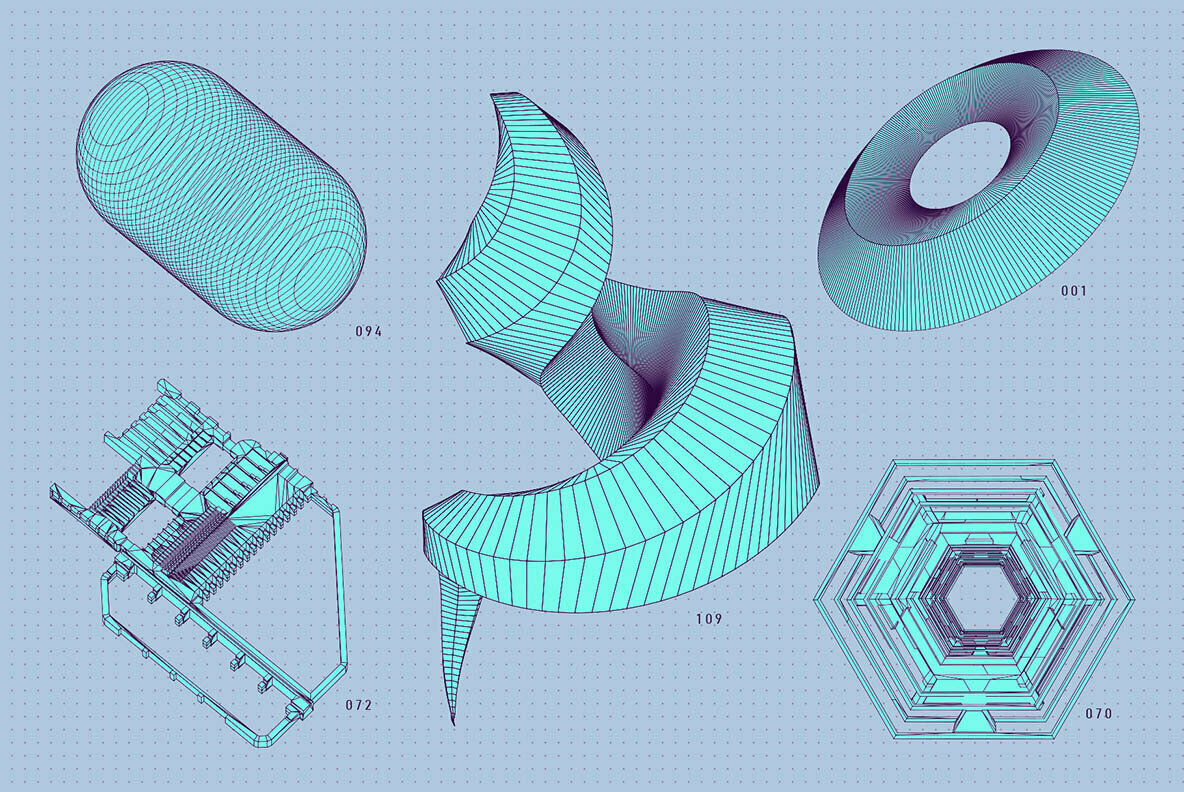200 Vector Wireframe Shapes – Stock Art World