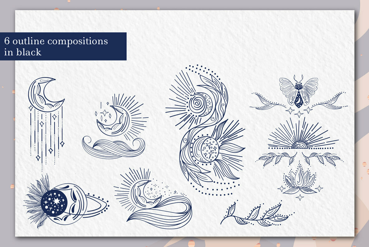 Abstract Magic Line Art Collection – Stock Art World