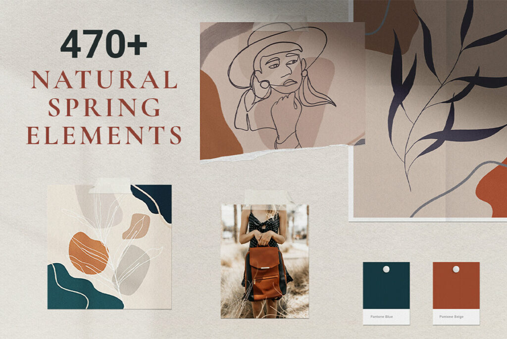 Natural Spring Graphics & Elements With Instagram Templates – Stock Art ...