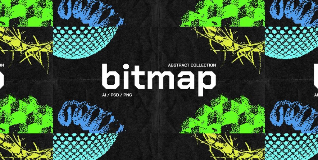 Design Technology Bitmap Reviving Retro – Abstract Bitmap Shapes for Graphic Innovation – Stock ...