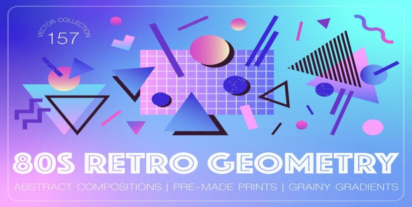 80s Retro Geometry Shapes and Gradients – Stock Art World