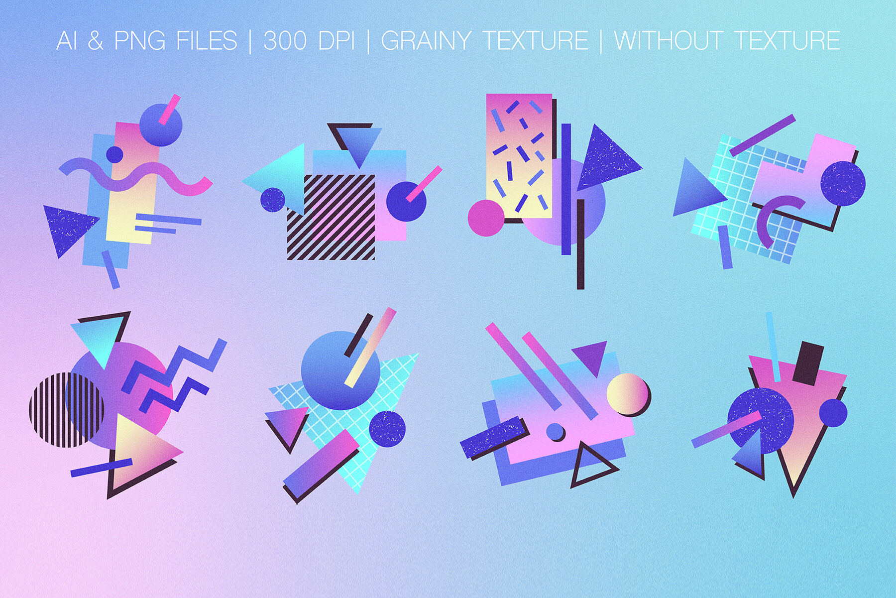80s Retro Geometry Shapes and Gradients – Stock Art World