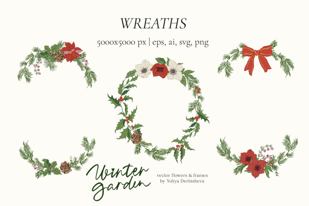 Winter Garden Christmas – Vector Flowers – Stock Art World